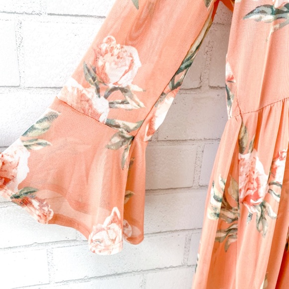 Everly Peach Floral Babydoll Dress - Picture 6 of 6